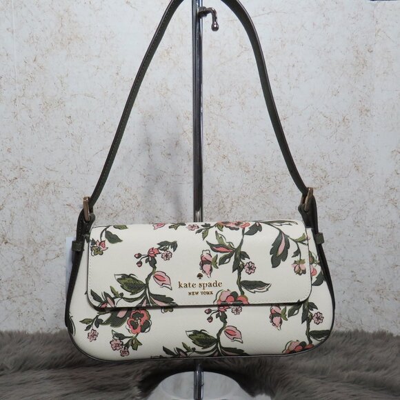 Kate Spade Madison Forest Blooms Small Flap Shoulder Bag (Meringue) - Picture 1 of 6